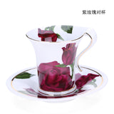 Blue Peony Purple Rose Bone China Coffee Cup