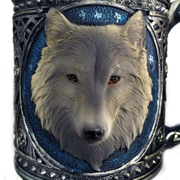 Retro Style 3D Wolf King Pattern Drinking Mugs